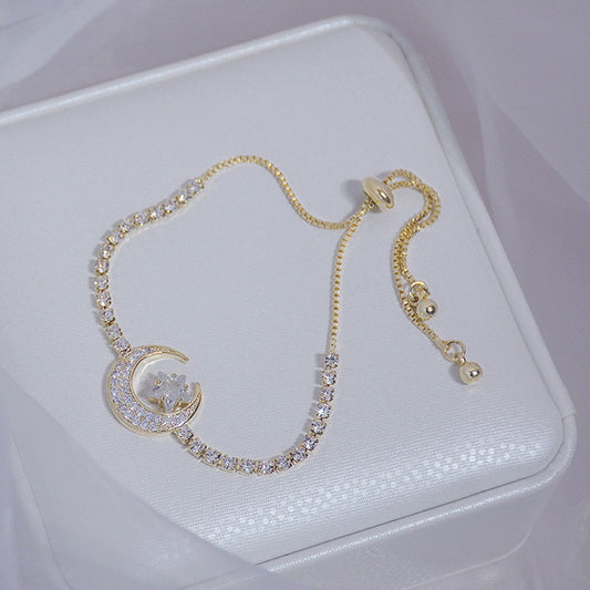 Rhinestone Moon Star Zircon Bracelet Moon and stars