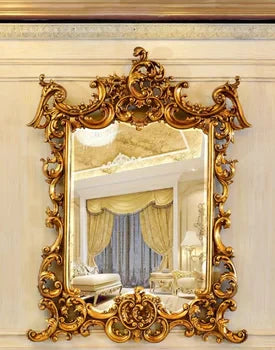 Majestic Hand Carved Solid Mango Wood Console Table and Mirror Set