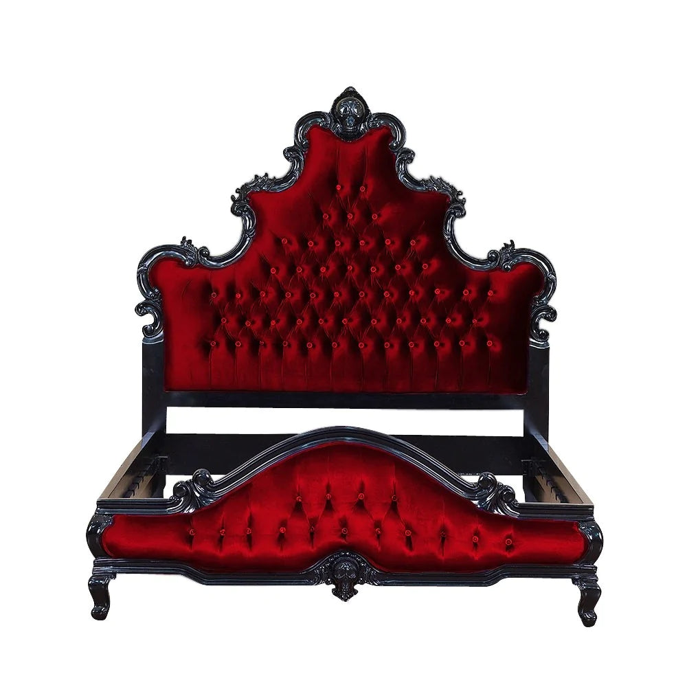 KATE HAND CARVED SOLID WOOD TUFTED BED