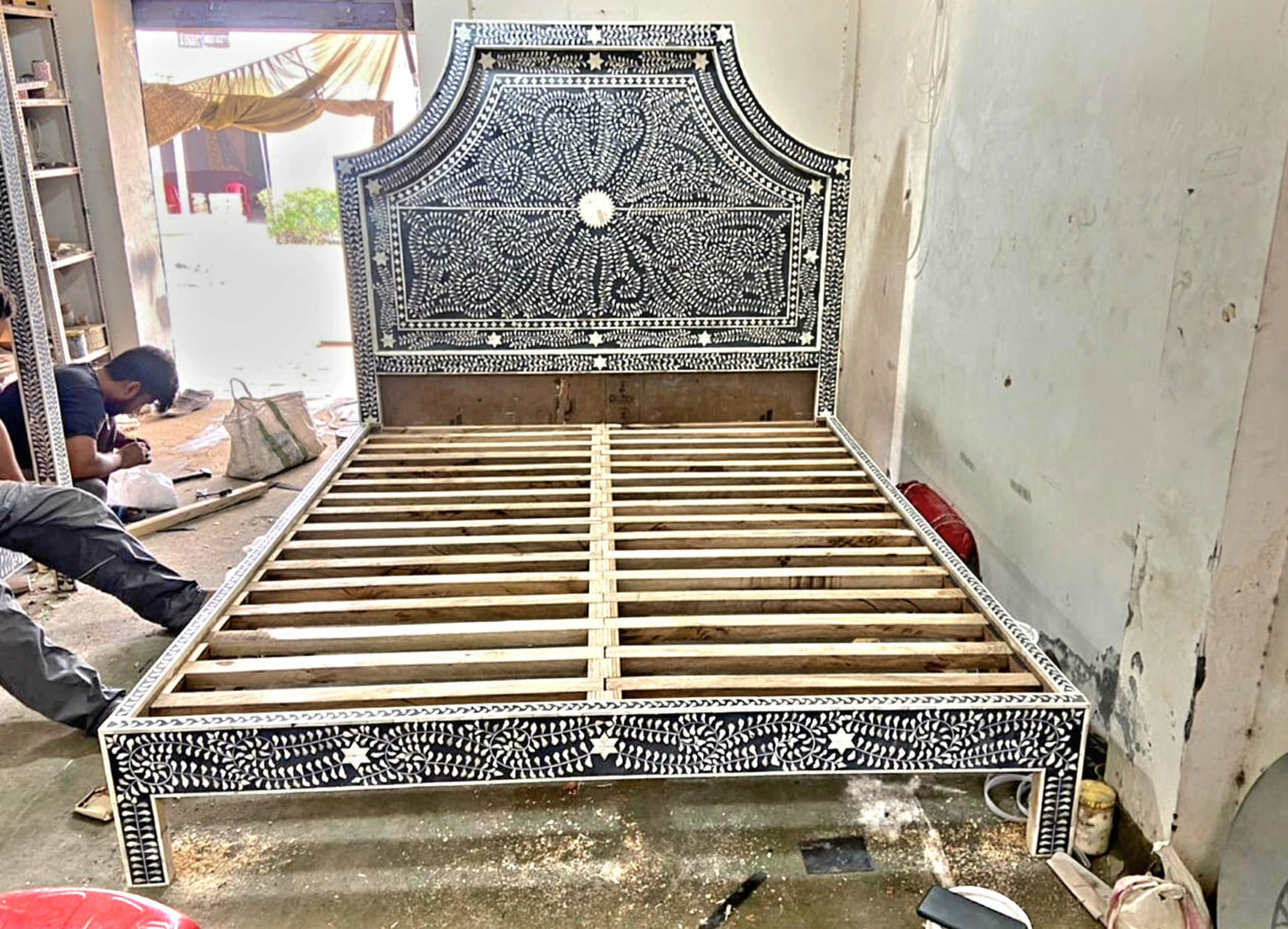 Handmade Bone inlay Bed