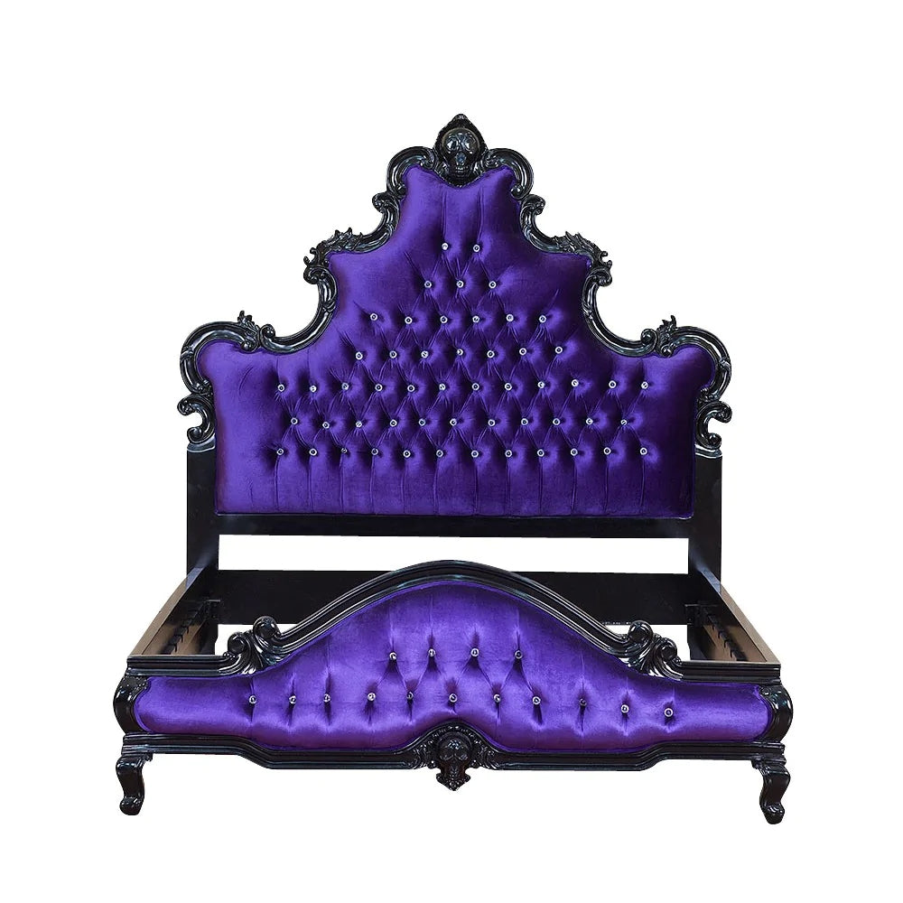 KATE HAND CARVED SOLID WOOD TUFTED BED