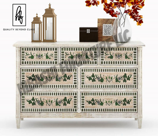 HALINA Handpainted Mango Wood 7 Drawer Bedroom Dresser