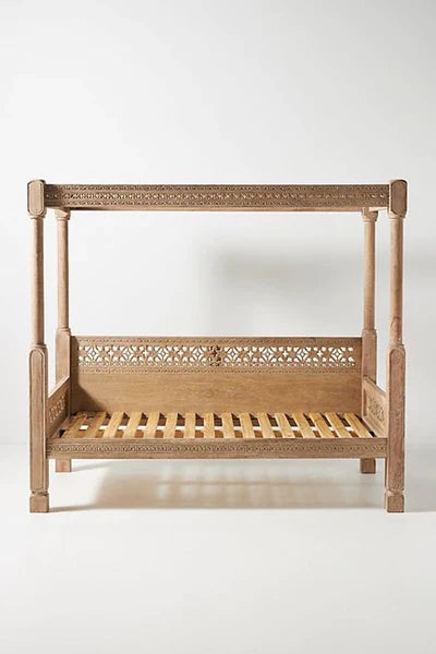 Hand Carved Canopy Style Solid Wooden Daybed / Out Door Seating