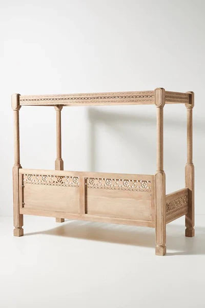 Hand Carved Canopy Style Solid Wooden Daybed / Out Door Seating