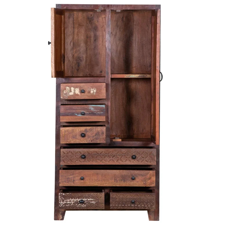 Rustic Solid Wooden Reclaimed Wardrobe Armoire