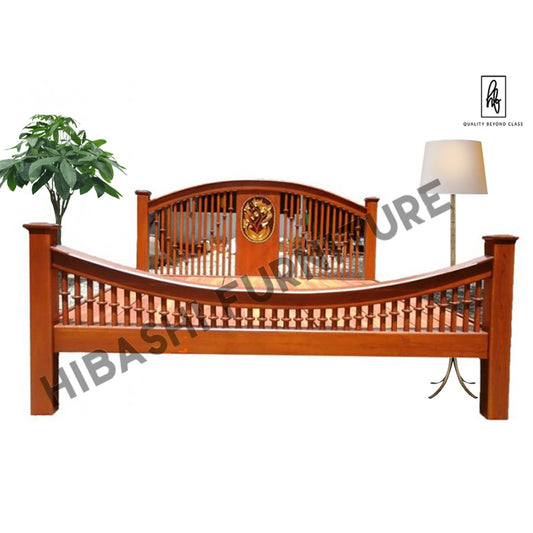 MODERNA Indian Hand Carved Mango Wood Bed