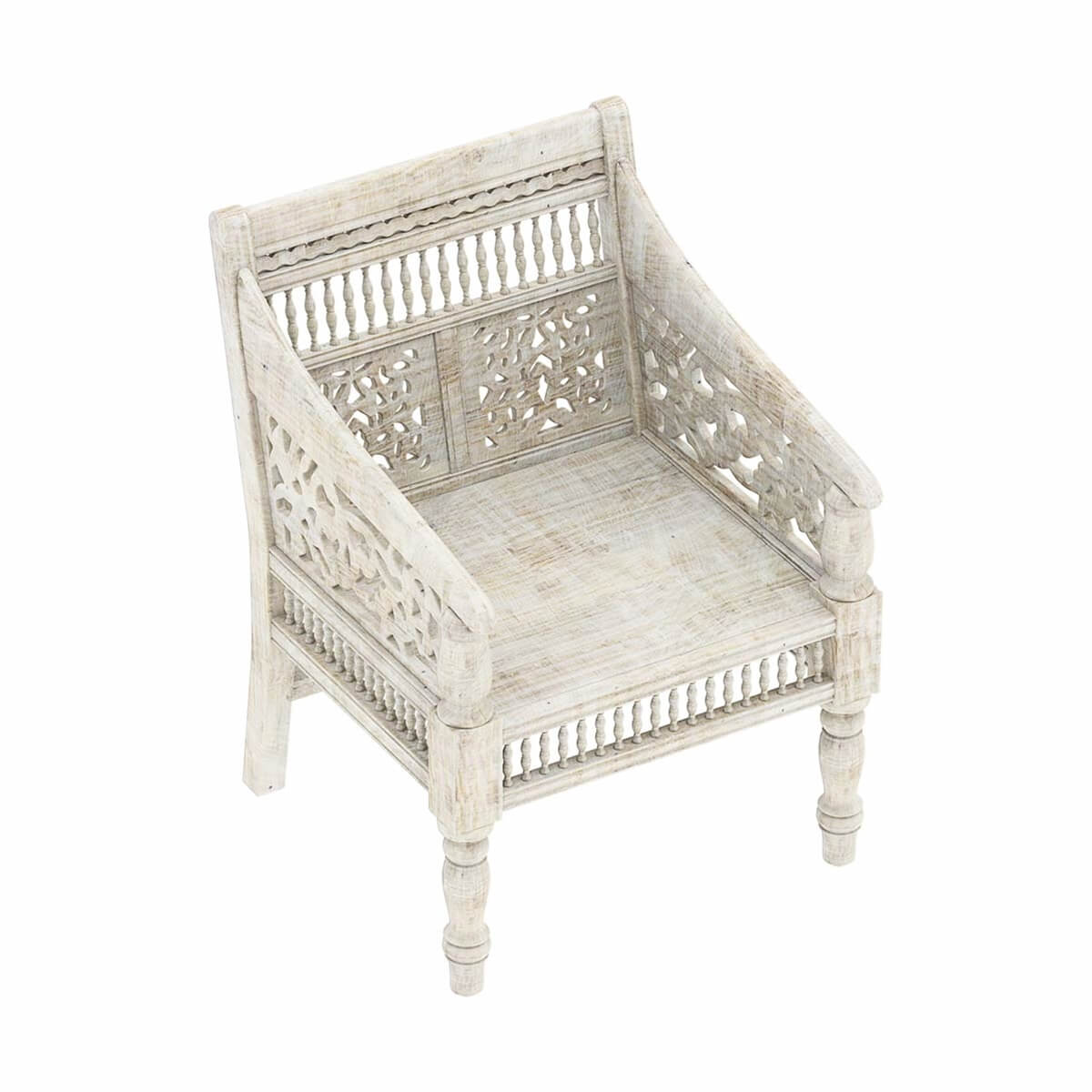 Pennsylvania Solid Wood Hand carved Moroccan Living Single Sofa