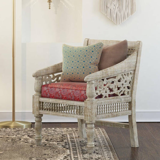 Pennsylvania Solid Wood Hand carved Moroccan Living Single Sofa
