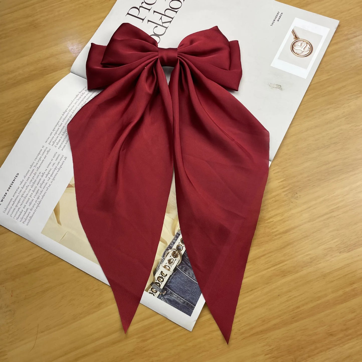 Women's Elegant Sweet Bow Knot Satin Metal Hair Claws