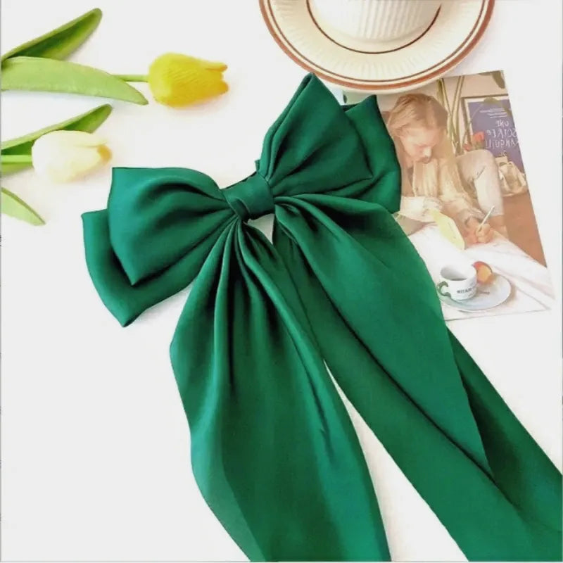 Women's Elegant Sweet Bow Knot Satin Metal Hair Claws