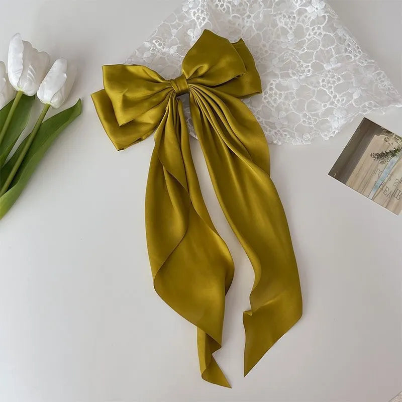 Women's Elegant Sweet Bow Knot Satin Metal Hair Claws
