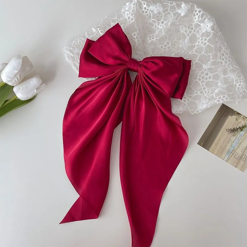 Women's Elegant Sweet Bow Knot Satin Metal Hair Claws