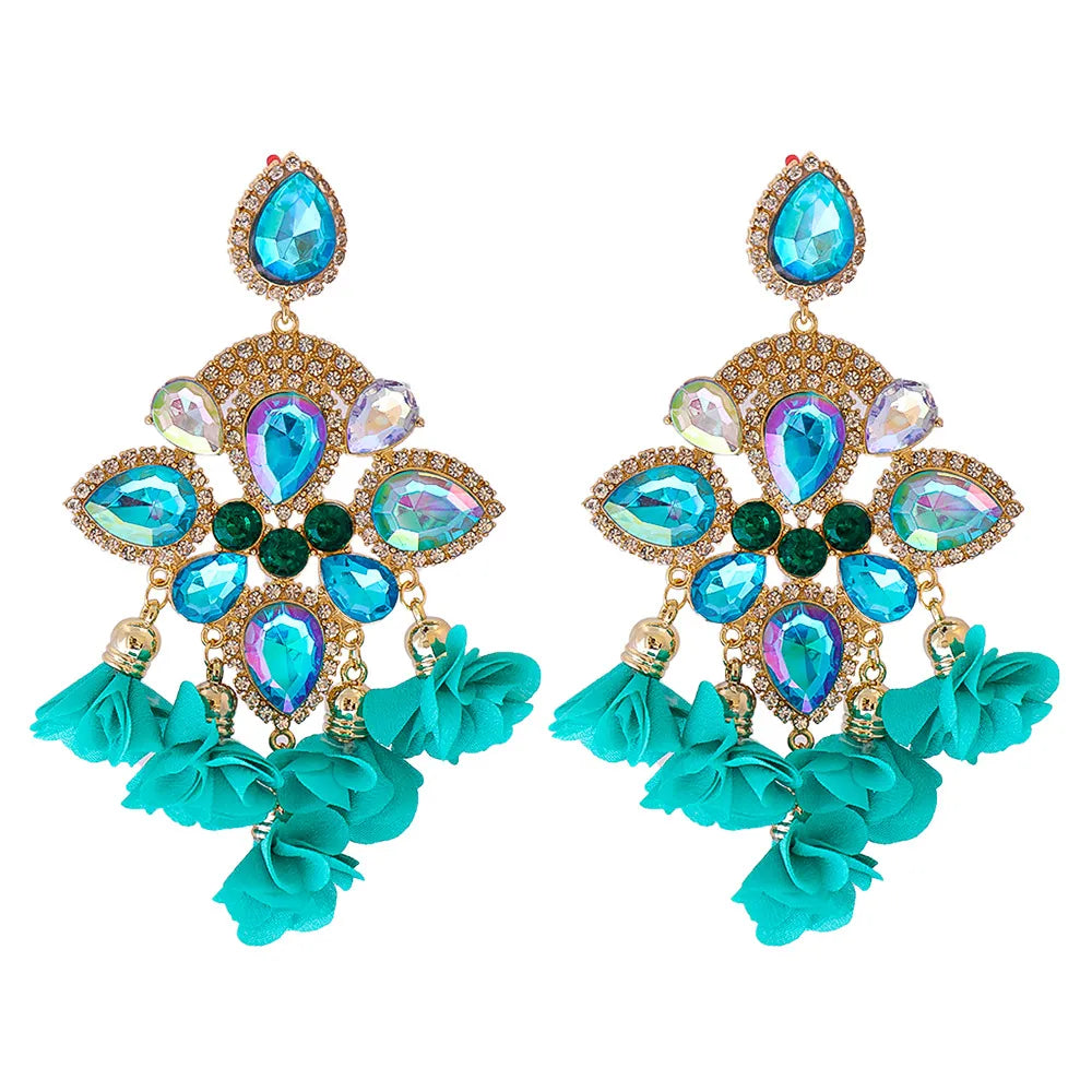 New Bohemian Color Diamond Flower Female Earrings Personality Accessories Wholesale