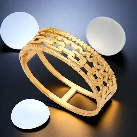 18K Gold Plated Casual Elegant Style Leaves Rhinestones Bangle