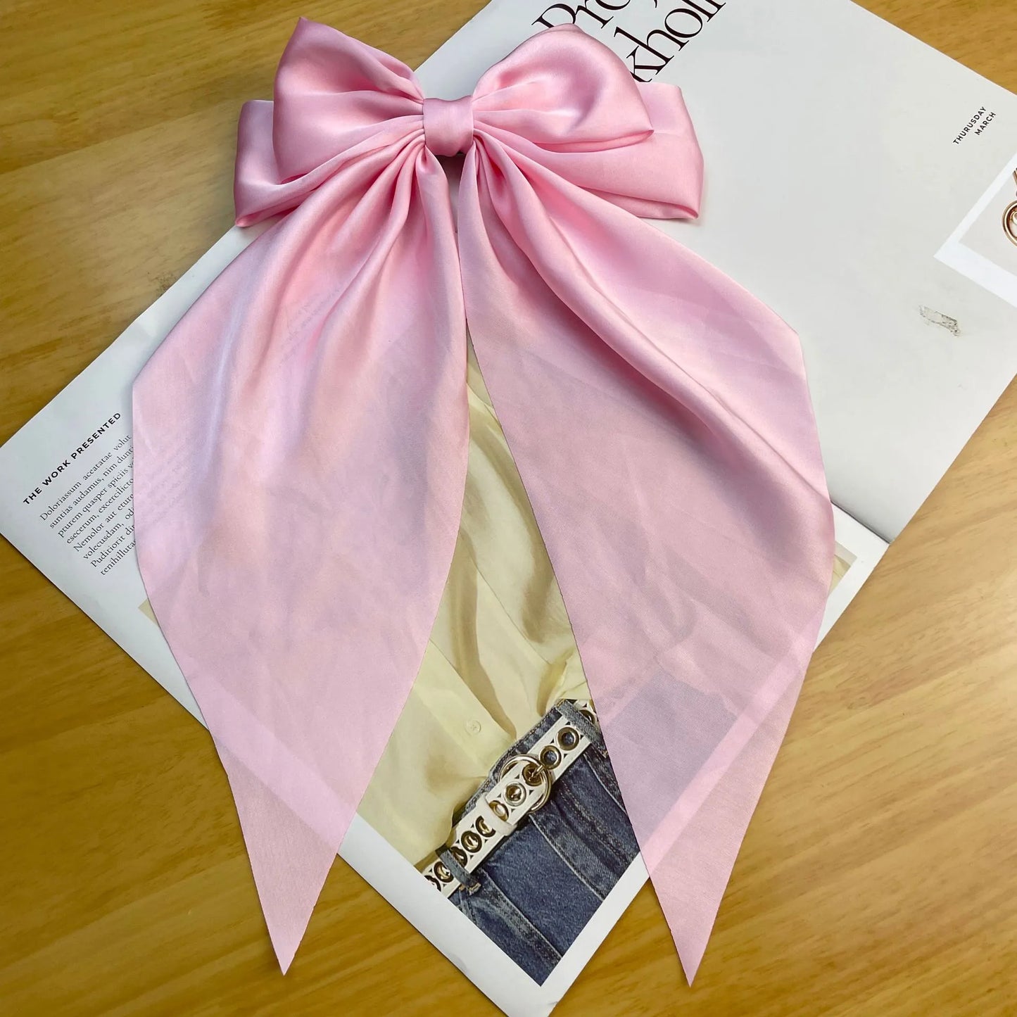 Women's Elegant Sweet Bow Knot Satin Metal Hair Claws