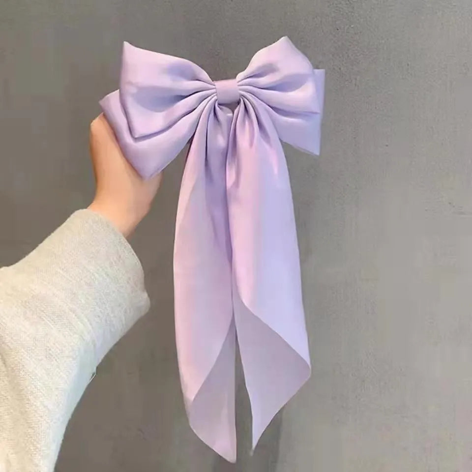 Women's Elegant Sweet Bow Knot Satin Metal Hair Claws