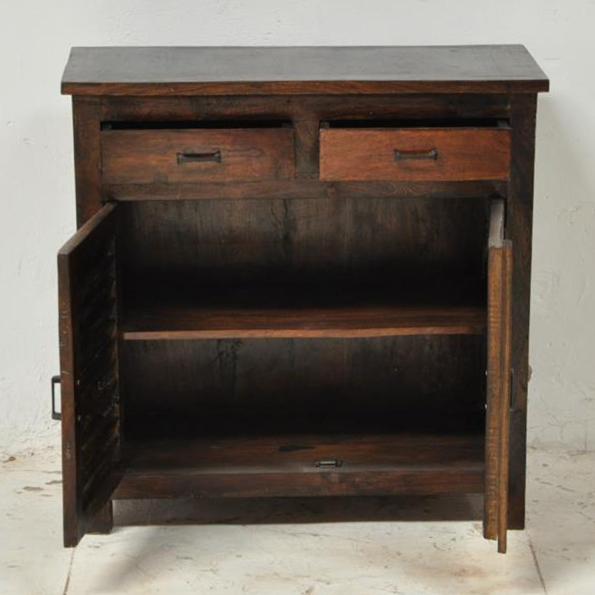 SHUTTER SIDEBOARD CABINET OF 2 DRAWERS-Chocolate-110-100-40