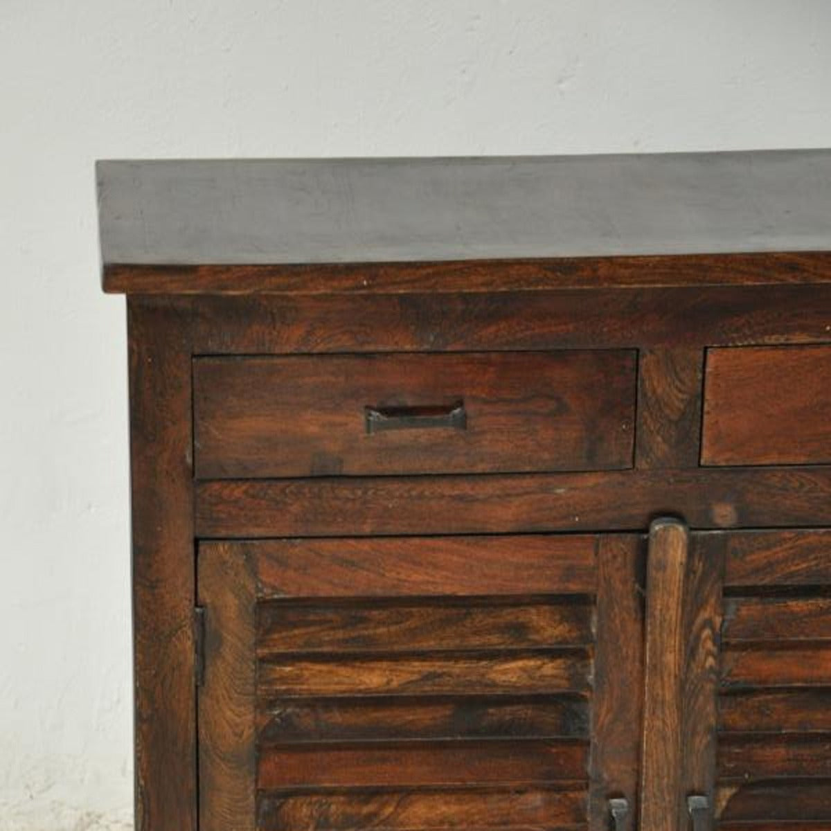 SHUTTER SIDEBOARD CABINET OF 2 DRAWERS-Chocolate-110-100-40