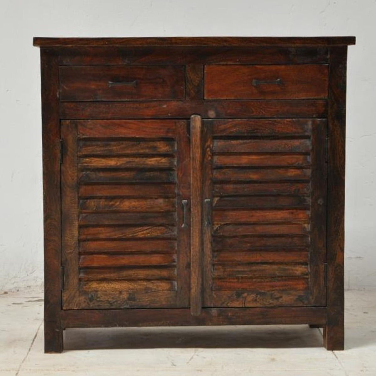 SHUTTER SIDEBOARD CABINET OF 2 DRAWERS-Chocolate-110-100-40