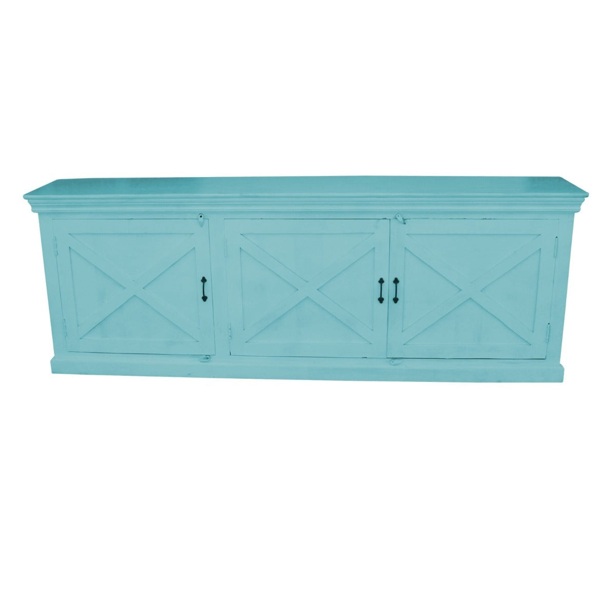 X DESIGN SOLID 3 WOODEN DOOR SIDEBOARD-Turquoise-200-40-90